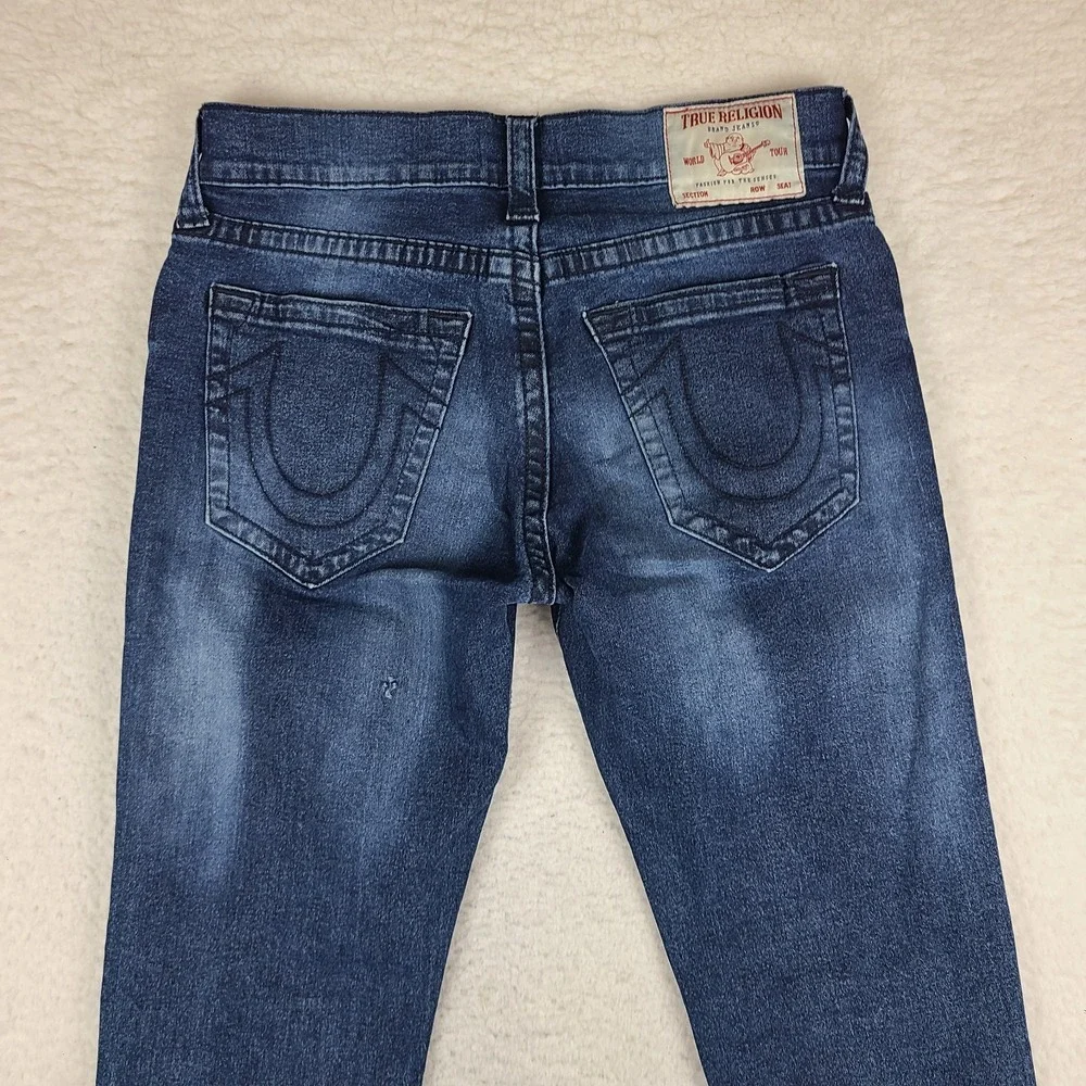 True Religion Jeans Mens 32x33 Blue GENO Relaxed Slim Dark Wash Denim *